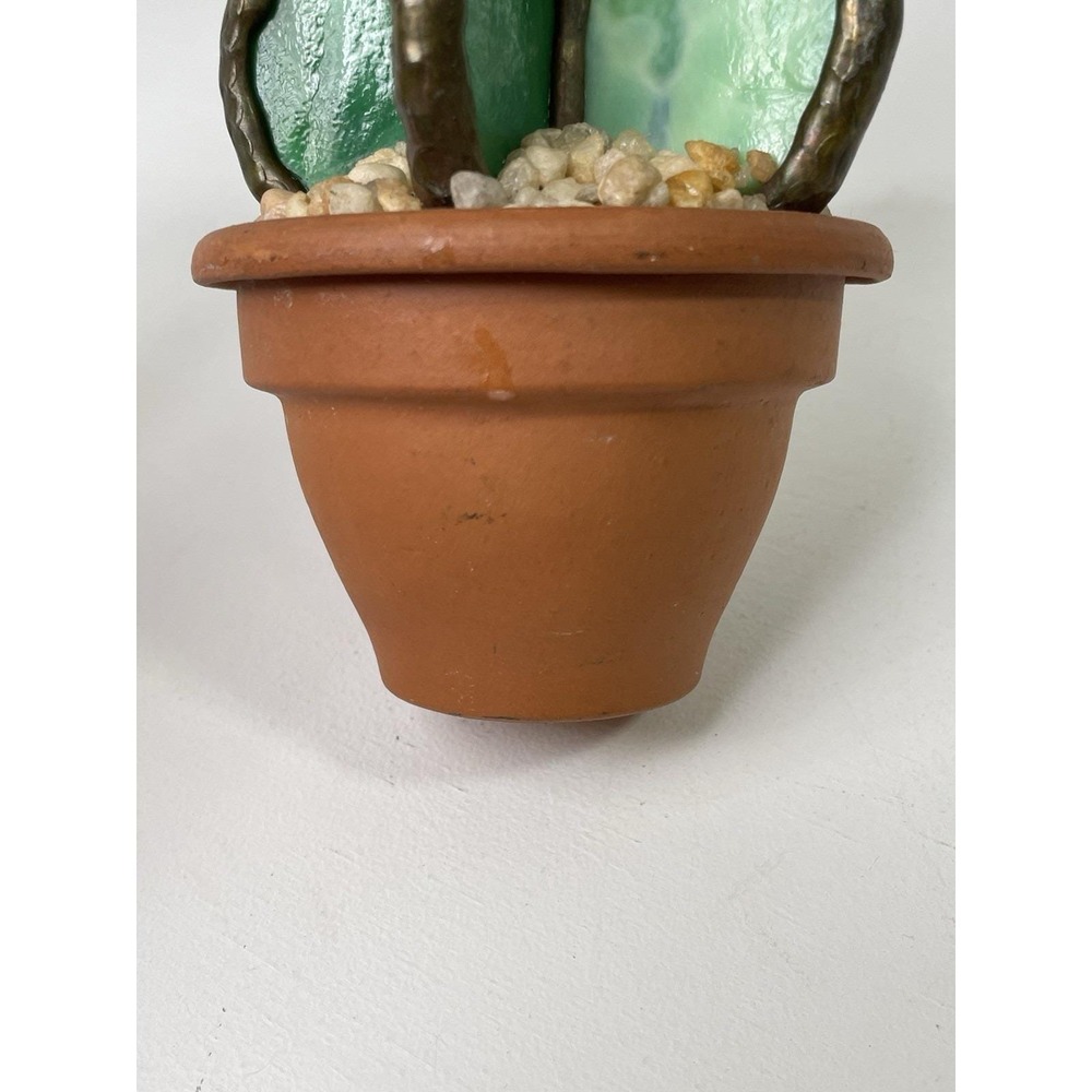 Stained Glass Cactus With Pink Flower Terracotta Pot 5"x3" Handmade Gift Décor - Picture 13 of 14
